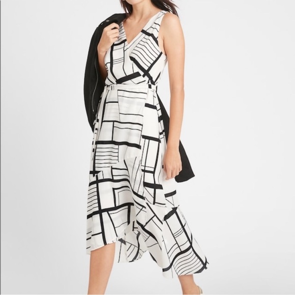 Mid Century Wrap Midi Dress Banana Republic - Picture 1 of 3